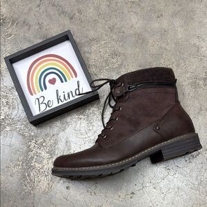 Brown Lace-Up Boots with Rugged Design